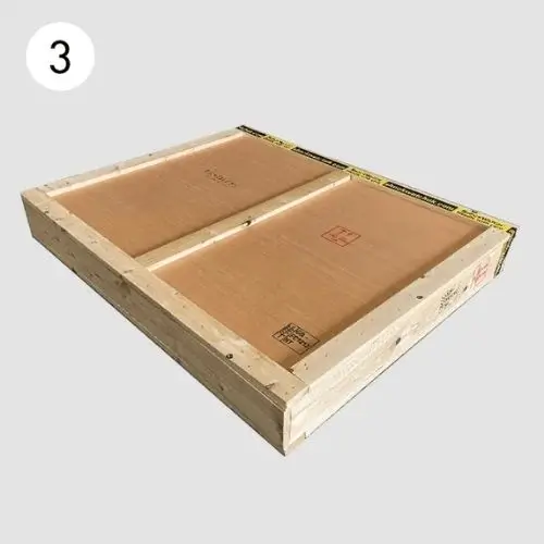 Step 3: Lay the picture crate flat with the black circles facing upward.